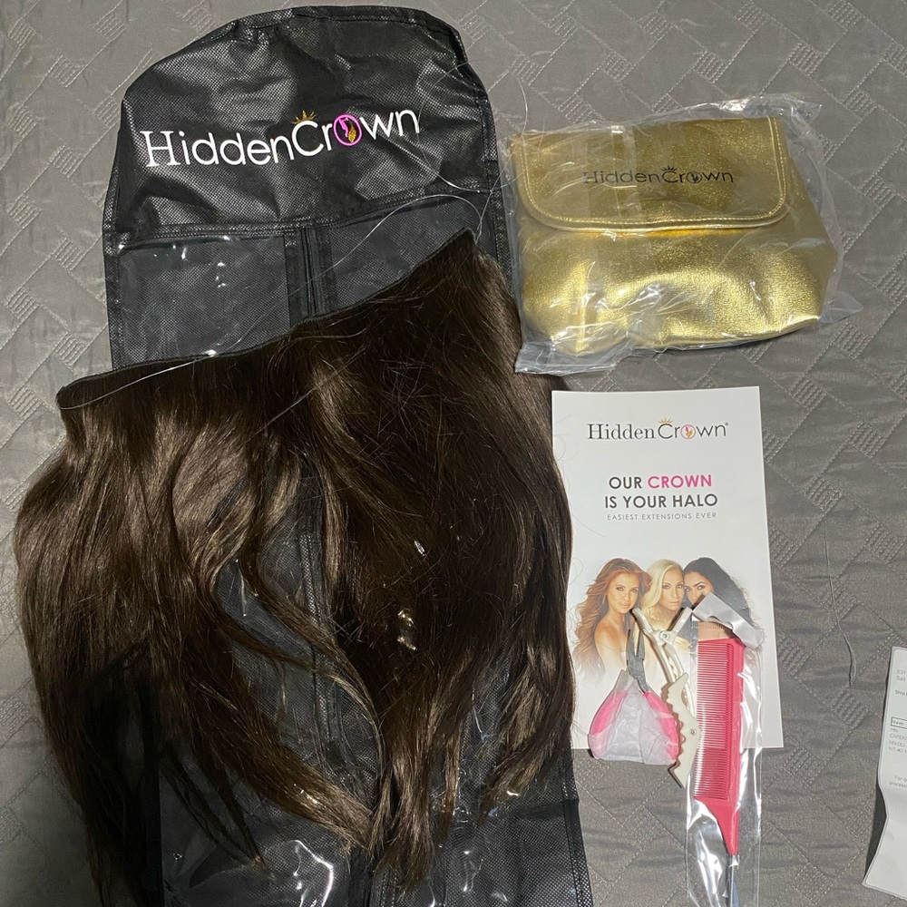 Hidden Crown- 14in dark brown halo extensions